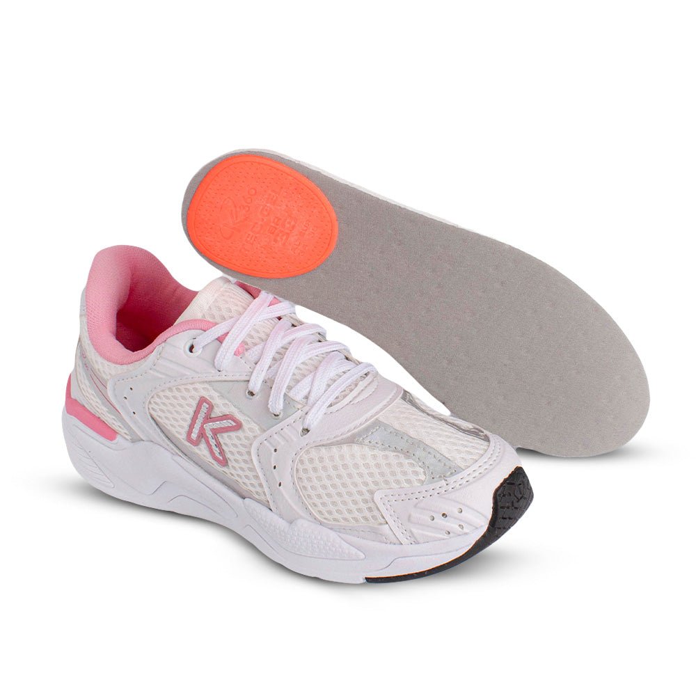 Tênis Menina Infantil K360 Retro Branco e Rosa - Kidy - Kidy Calçados - Tênis
