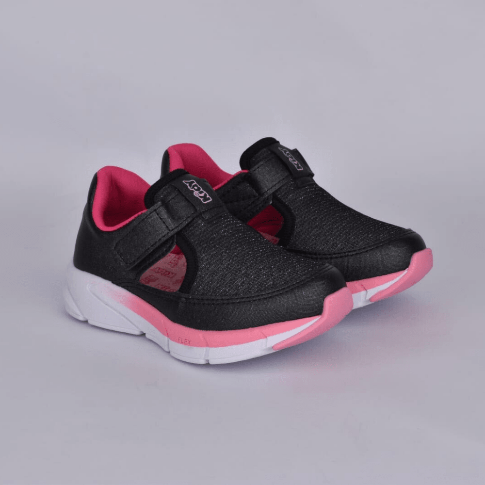 Tênis Menina Kidy Energy Baby Respitec Preto e Rosa - Kidy Calçados - Tênis