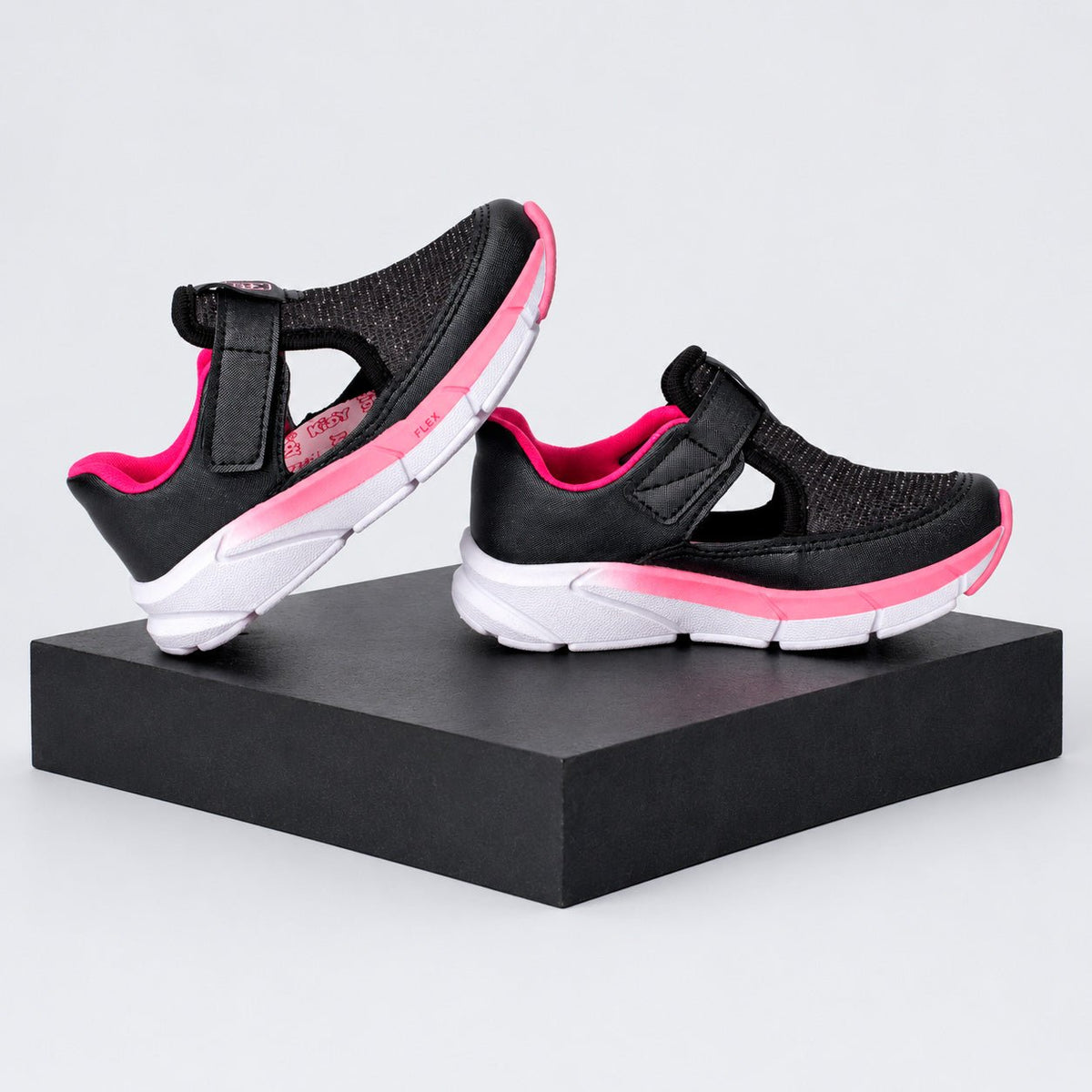 Tênis Menina Kidy Energy Baby Respitec Preto e Rosa - Kidy Calçados - Tênis