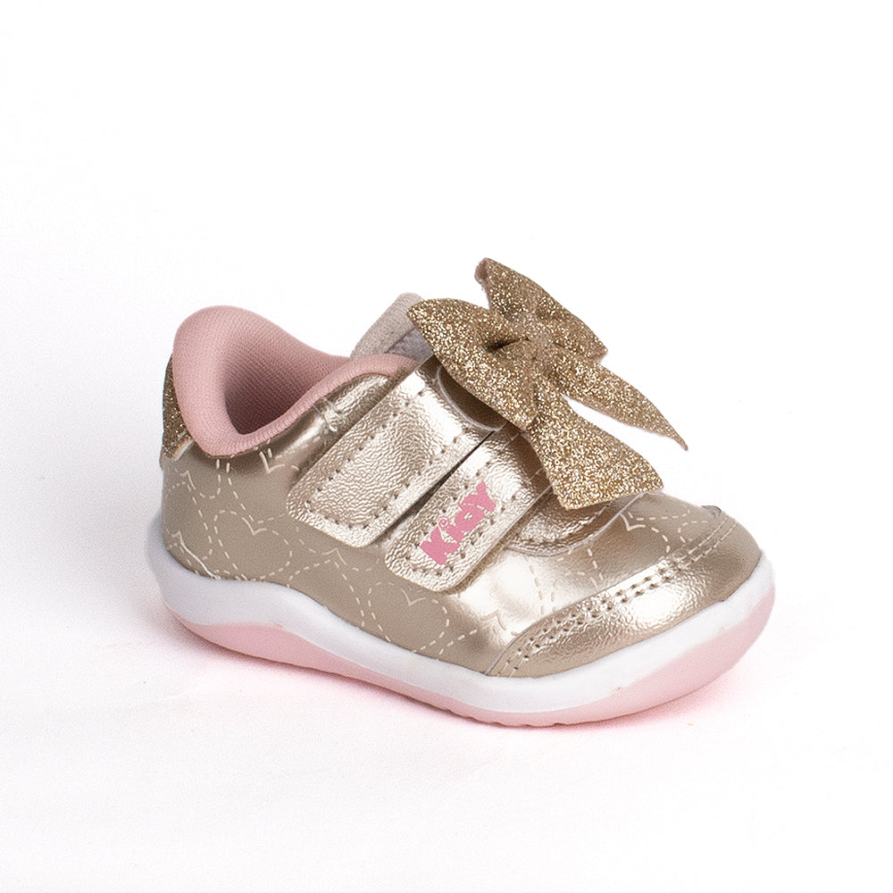 Tênis Infantil Menina Kidy Baby Equilibrio Dourado Conforto e Estilo