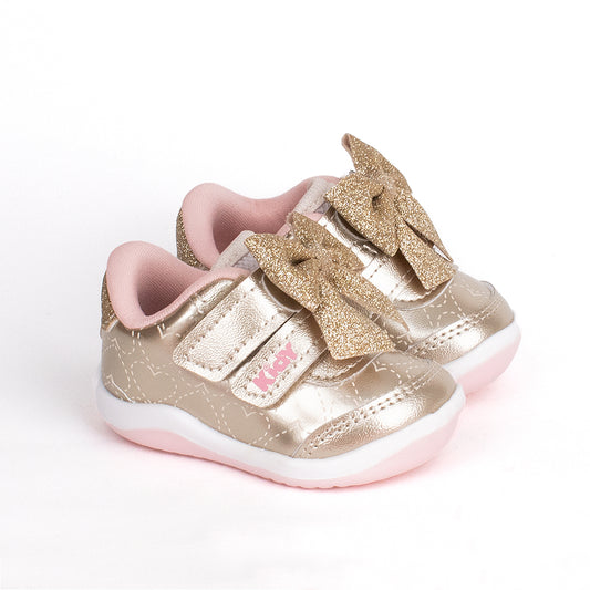 Tênis Infantil Menina Kidy Baby Equilibrio Dourado Conforto e Estilo