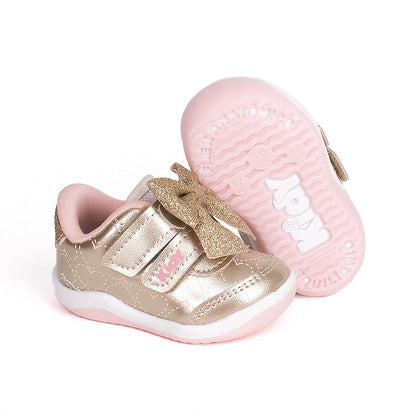Tênis Infantil Menina Kidy Baby Equilibrio Dourado Conforto e Estilo