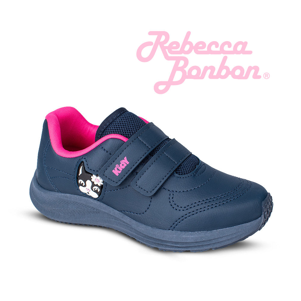 Tênis Infantil Menina Kidy Super Conforto Respitec Rebecca Bonbon Marinho/Pink