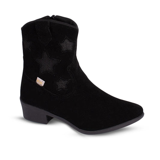 Bota Infantil Menina Kidy Folk Boho Estrelas Preto Cano Alto