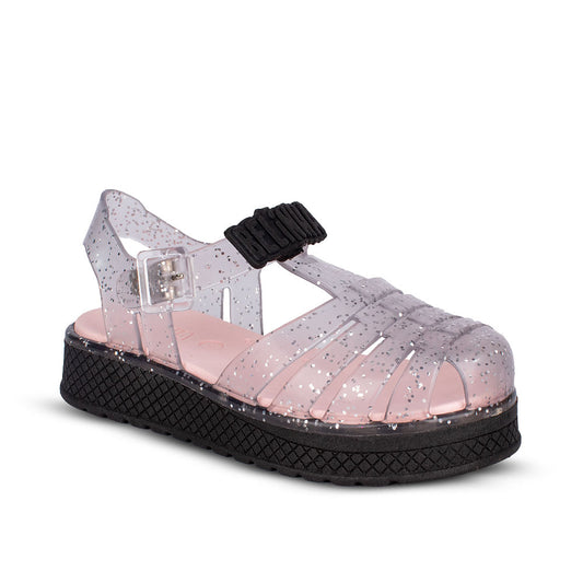 Sandália Infantil Menina Kidy Gloss Belinha Preto Glitter Delicada