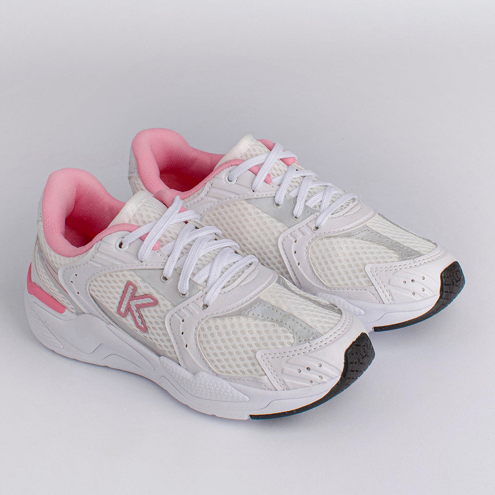 Tênis Menina Infantil K360 Retro Branco e Rosa - Kidy