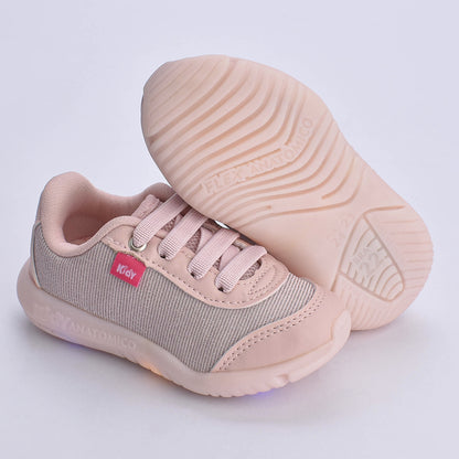 Tênis infantil Menina Kidy de Luz Flex Light Nude