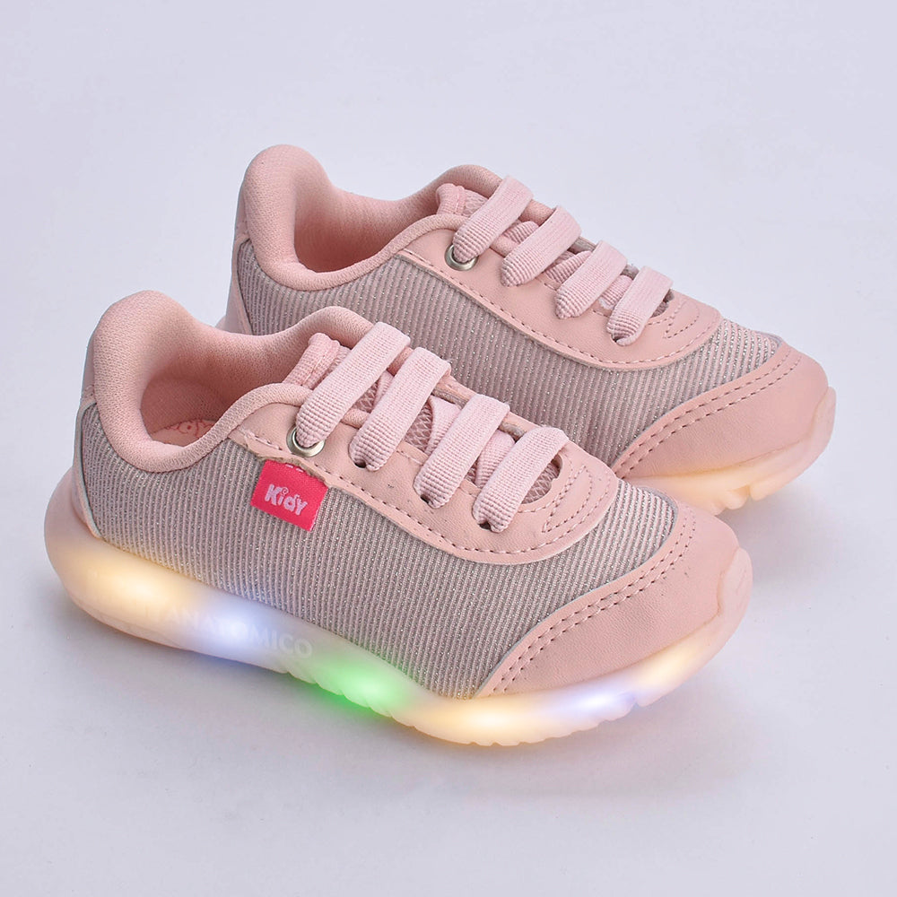 Tênis infantil Menina Kidy de Luz Flex Light Nude