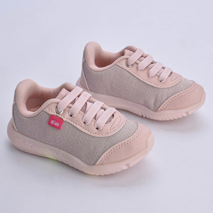 Tênis infantil Menina Kidy de Luz Flex Light Nude