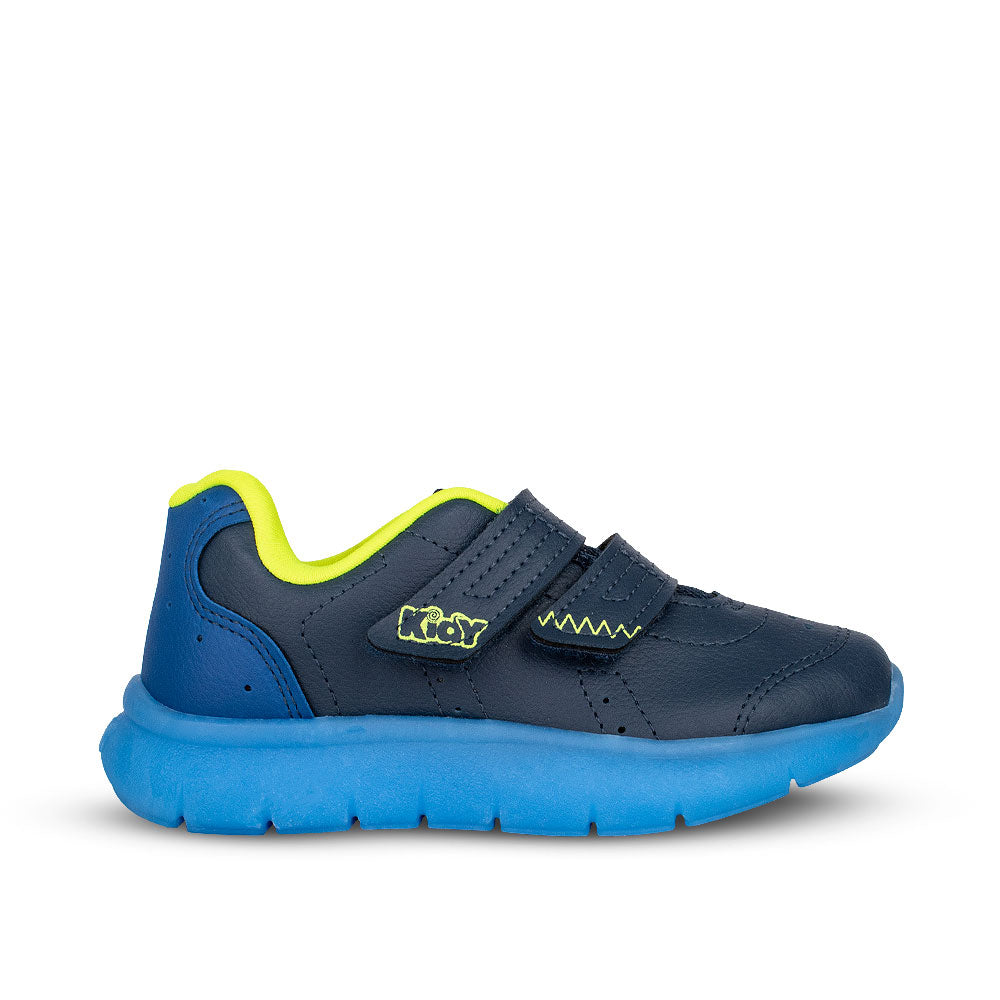 Tênis Infantil Menino Kidy Flex Ligth Marinho Amarelo Neon