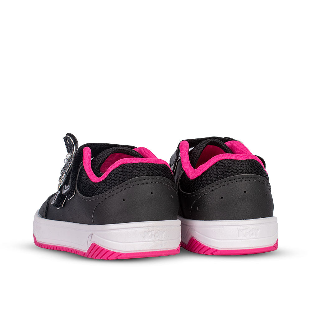 Tênis Infantil Menina  Kidy Happy Preto e Pink  Conforto e Segurança