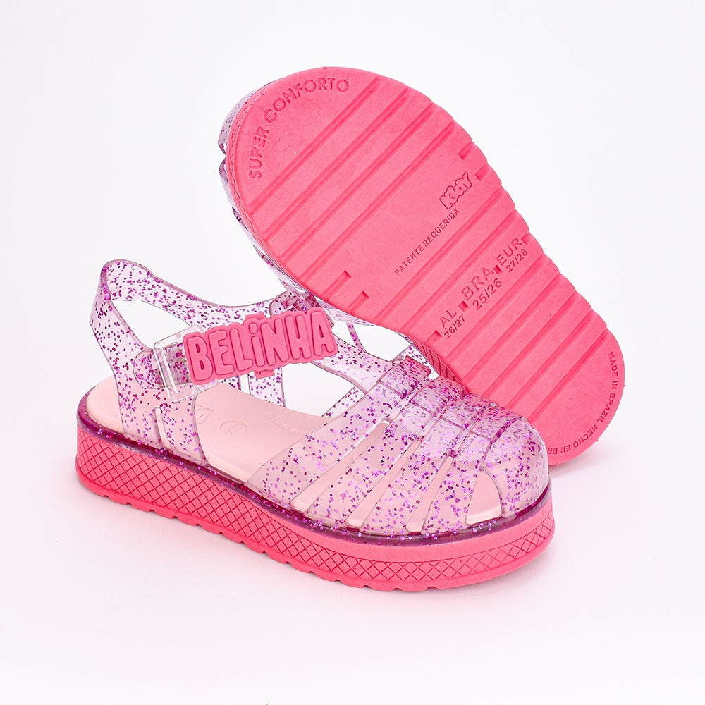 Sandália Infantil Menina Belinha Kidy Gloss PINK/GLITER
