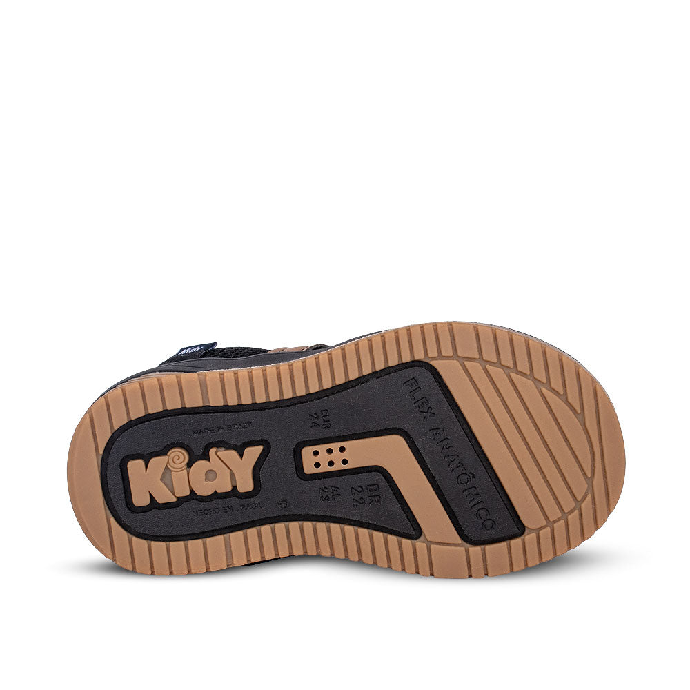 Tênis Menino Infantil Kidy Happy Preto e Caramelo