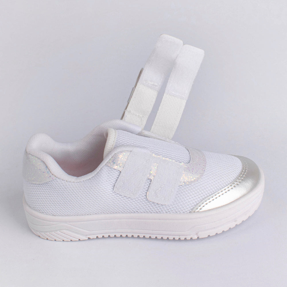 Tênis Menina Kidy Happy Branco e Prata