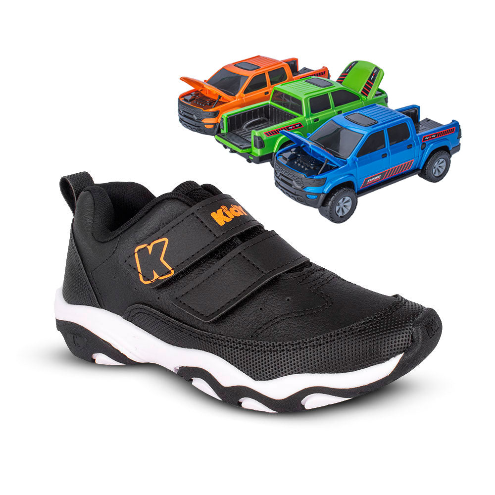 Tênis Infantil Menino Kidy Play Respitec Preto com Velcro