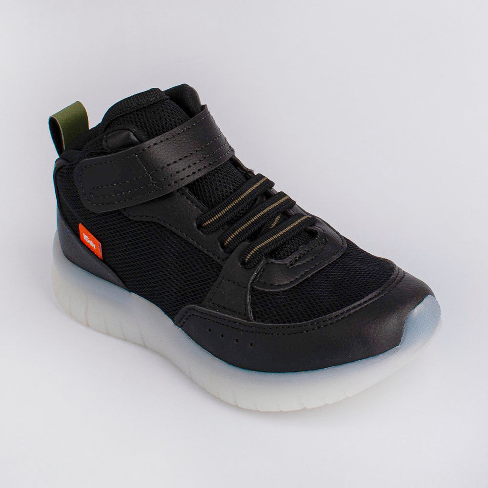 TENIS INFANTIL MENINO KIDY LIGHT FUN PRETO/VERDE/LARANJA