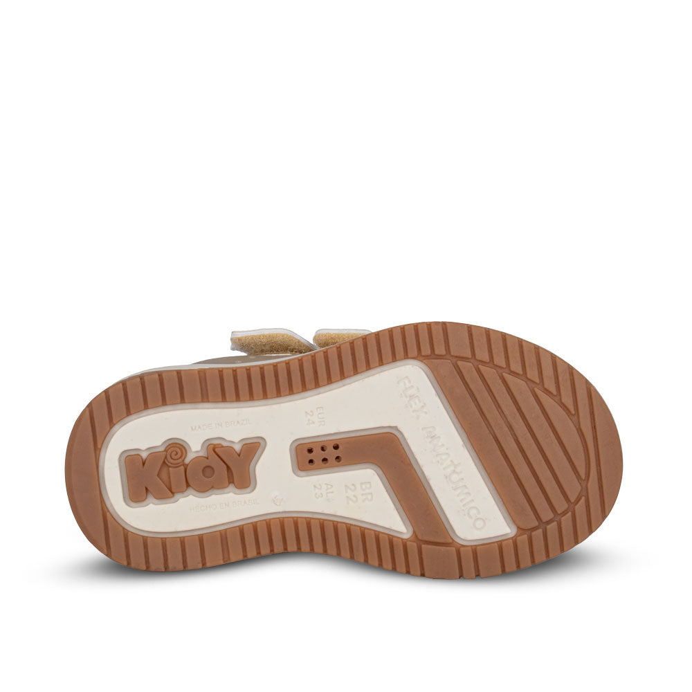 Tênis infantil Menino Kidy Happy Natural Taupe Conforto e Segurança