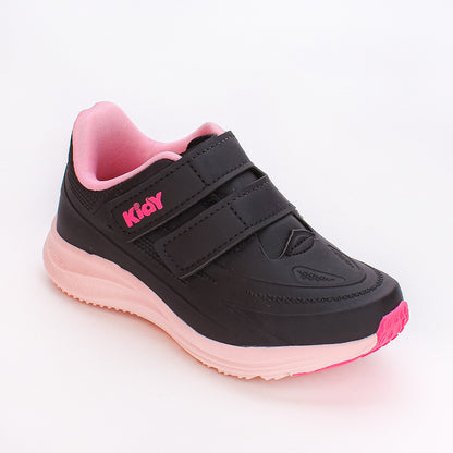 Tênis Menina Infantil Kidy Super Conforto Respitec Preto e Rosa Chiclete