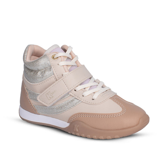 Tênis Infantil Menina Kidy K-360 Flat Marfim/Ouro Moderno Conforto