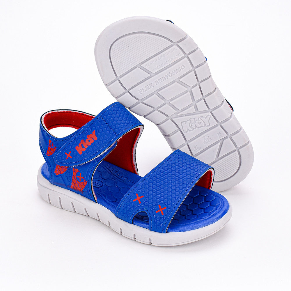 SANDÁLIA KIDY TOYS AZUL ROYAL/GELO/VERMELHO