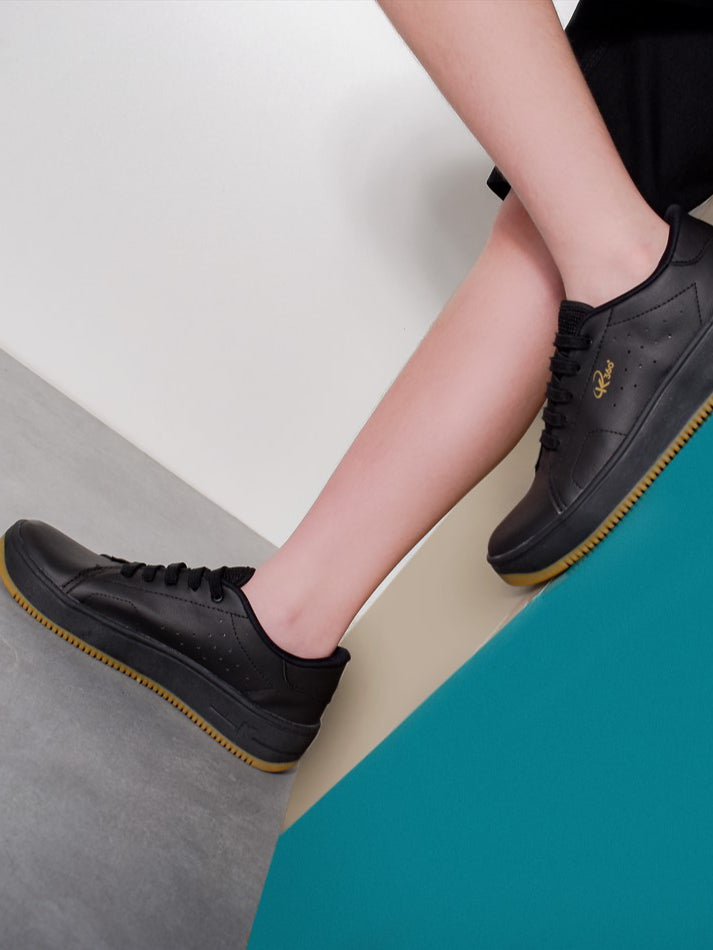 Tênis Casual Infantil Masculino Kidy Respitec Cadarço Preto