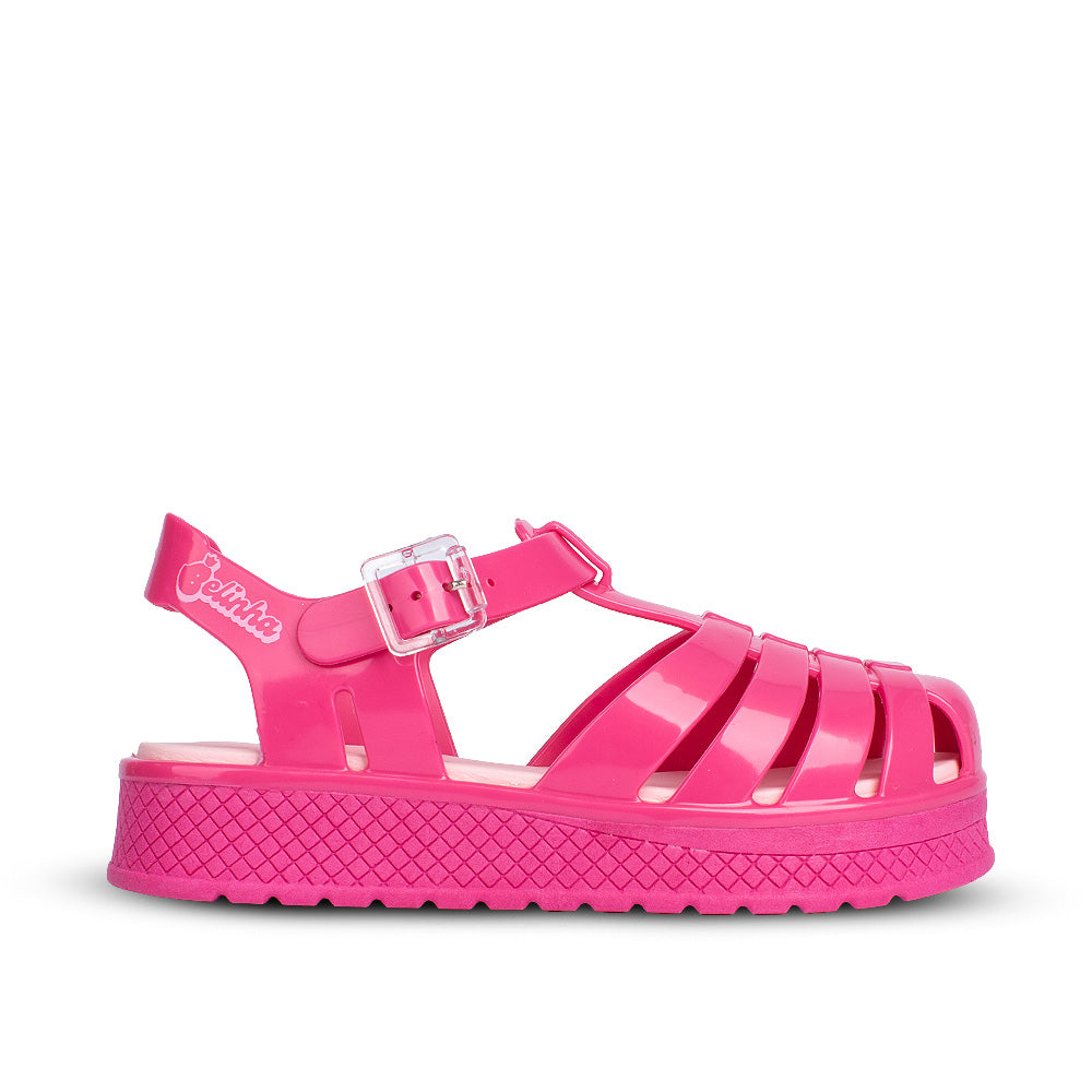 Sandália Infantil Menina Kidy Gloss Pink Leve Brilhante Fivela de Ajuste