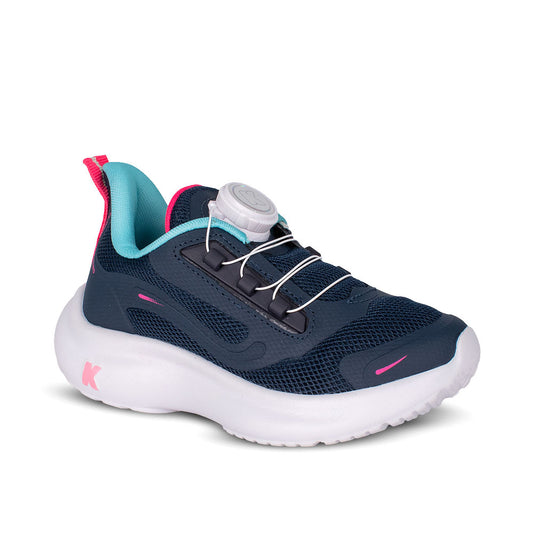 Tênis Infantil Menina Kidy Nuvem Disc Marinho e Pink Leve e Confortável