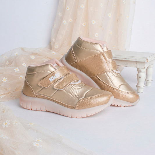 Tênis Infantil Cano Alto Menina Kidy Ultra Flex Ouro Velcro
