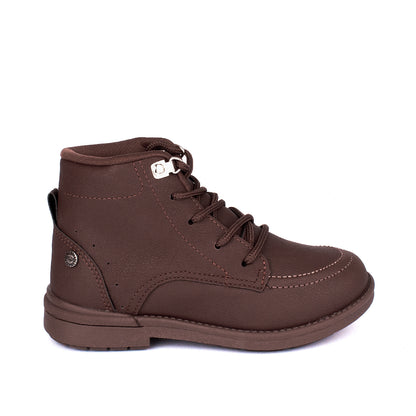 Bota Infantil Coturno Menino Kidy Walk Cano Curto Cadarço Marrom