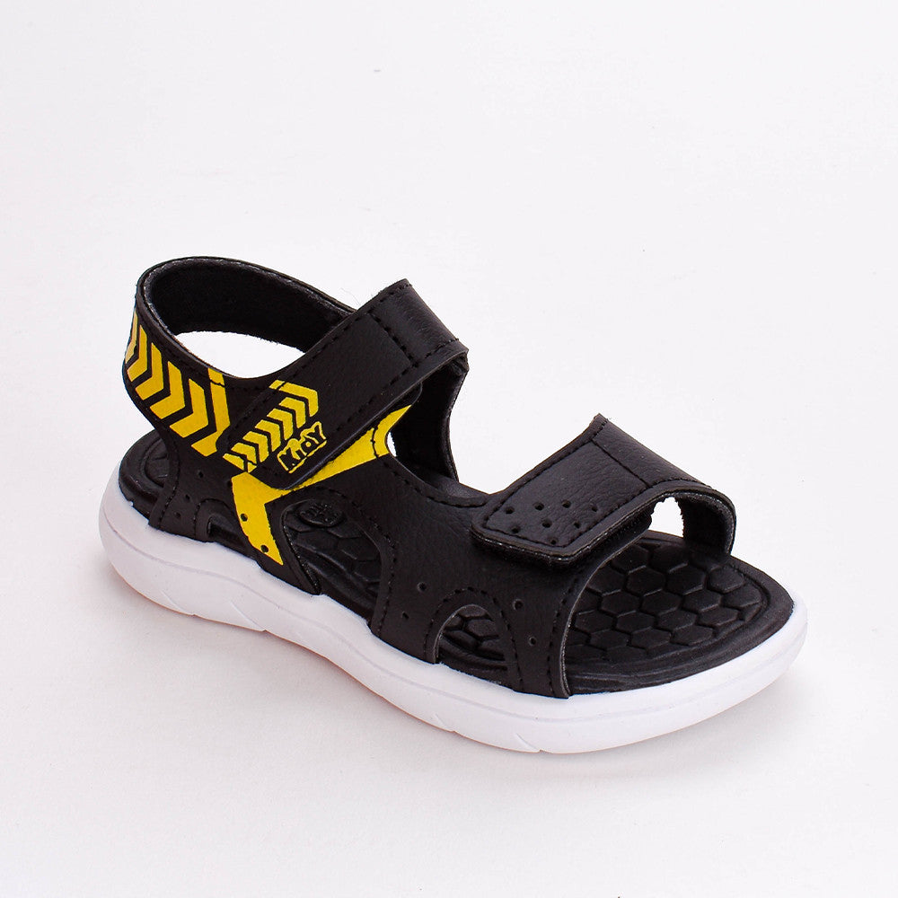 Sandália Infantil Kidy Toys Baby Com Brinquedo Preto Amarelo