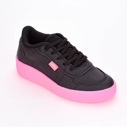 Tênis Infantil Menina Rodinha Kidy Preto/Pink Diversão e Conforto