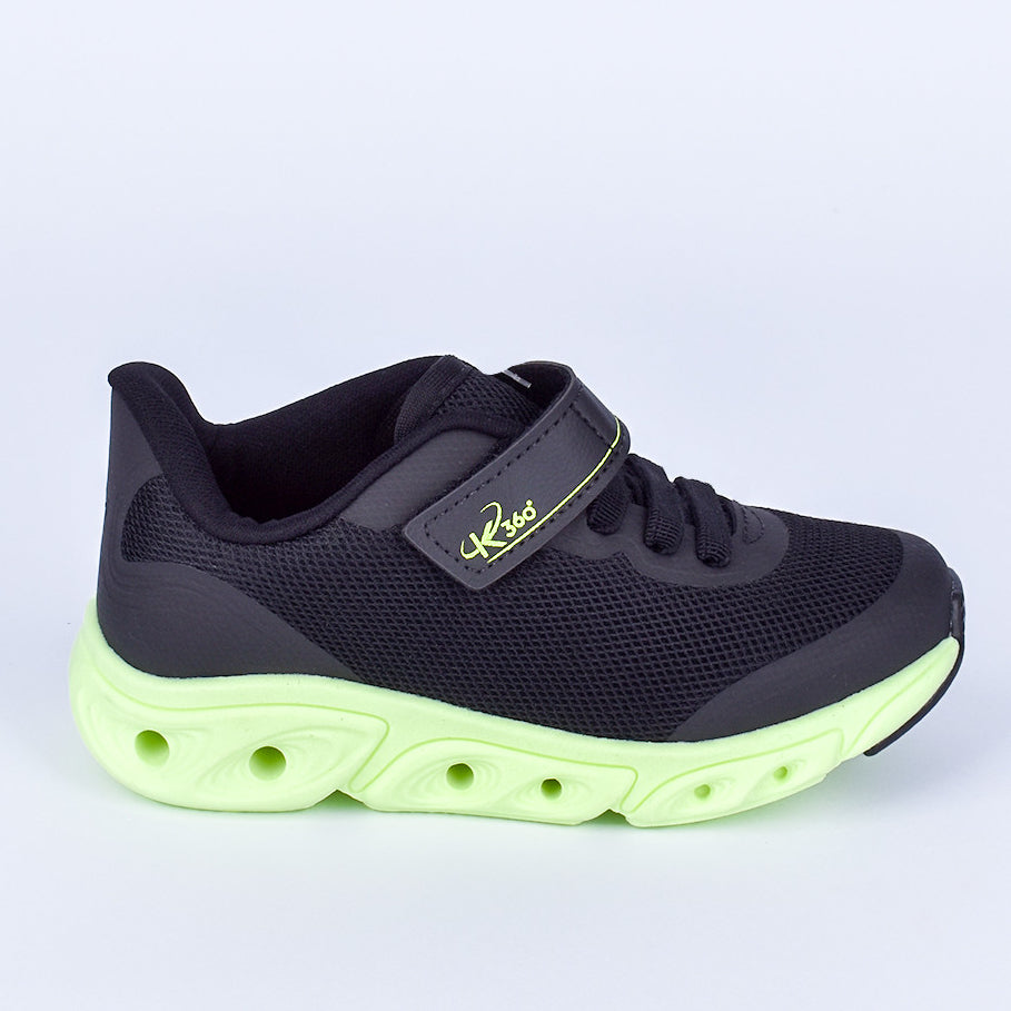 TENIS INFANTIL MENINO CASUAL K360 ENERGY IMPULSO PRETO/AMARELO NEON