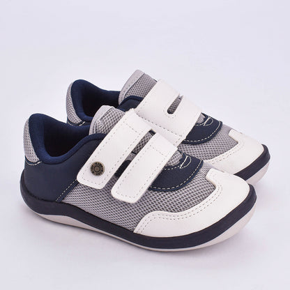 Tênis Infantil Menino Kidy Colors Equilíbrio Branco Cinza e Marinho