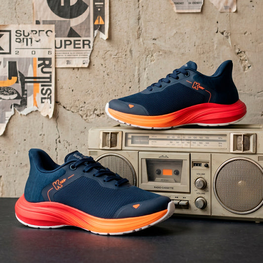 Tênis Infantil Menino Kidy K-360 Super Leve Marinho/Laranja/Vermelho Leve Conforto