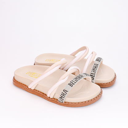 Sandália Menina Papete Birken Infantil Fashion Belinha Marfim