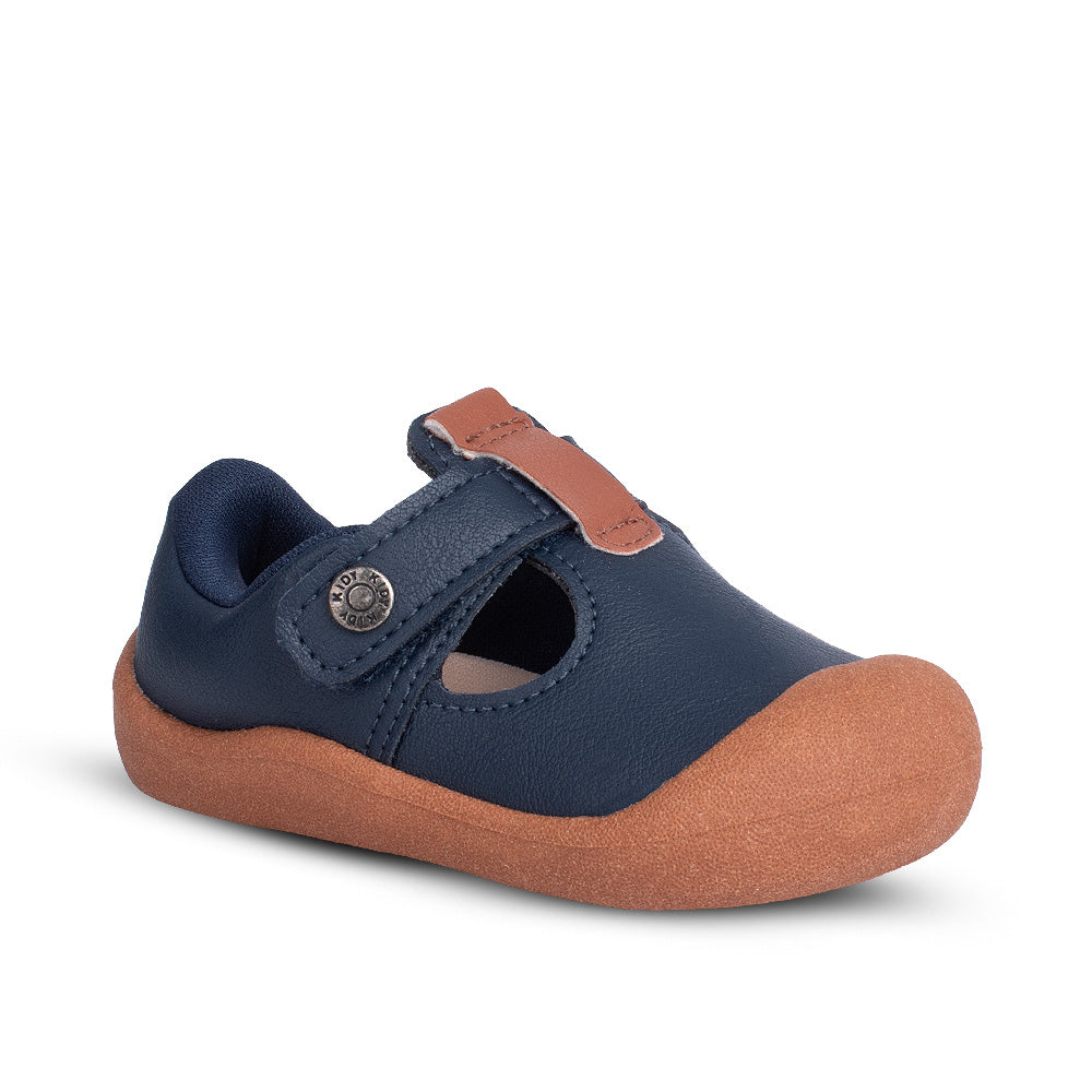 Tênis Sapatilha Infantil Menino Kidy Casual Marinho/Camel Fechamento Velcro