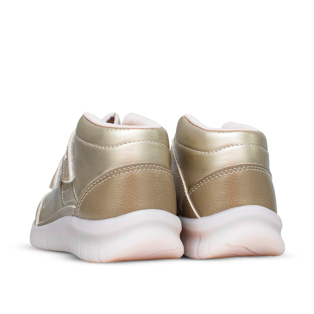 Tênis Infantil Cano Alto Menina Kidy Ultra Flex Ouro Velcro