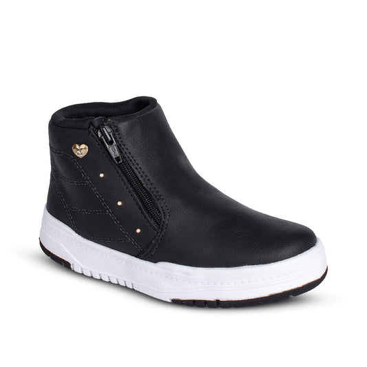 Tênis Infantil Menina Kidy K360 Respitec Preto Conforto e Estilo com Zíper