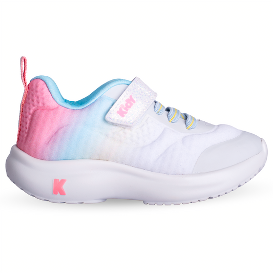 Tênis Infantil Menina Kidy Nuvem Rosa Amarelo e Azul Conforto