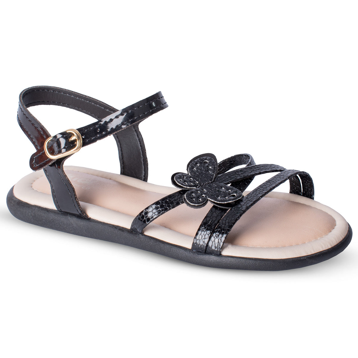 Sandália Kidy Cristal Preto com Acessório de Cabelo