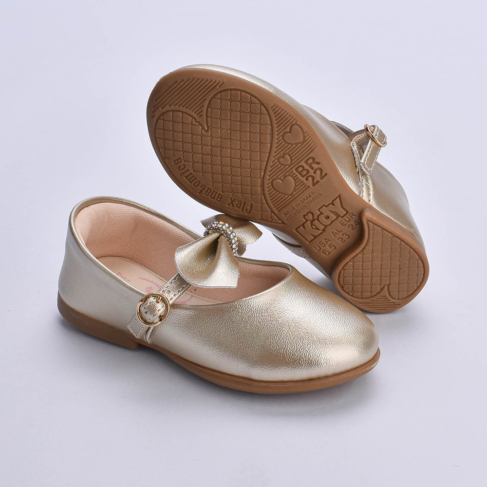 Sapatilha Menina  Infantil Kidy Bebê Ouro com Strass