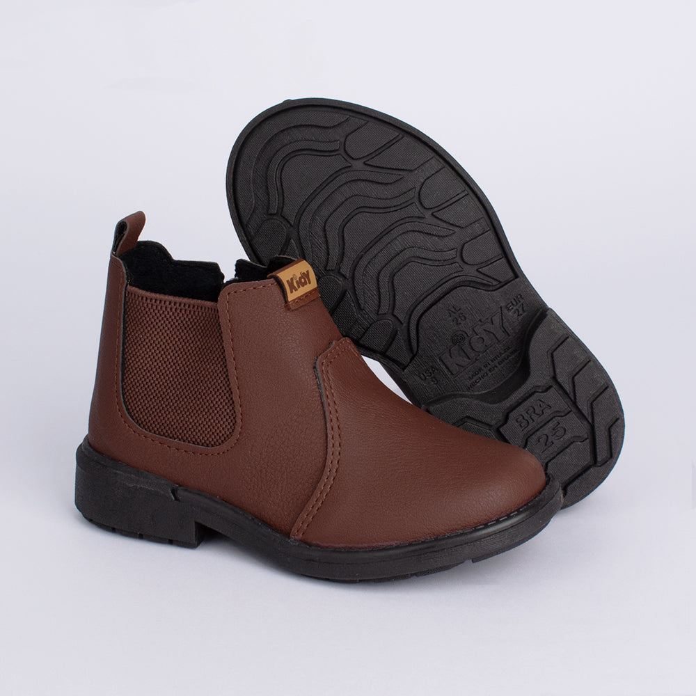 Bota Coturno Kidy Max Cano Curto Chelsea Marrom