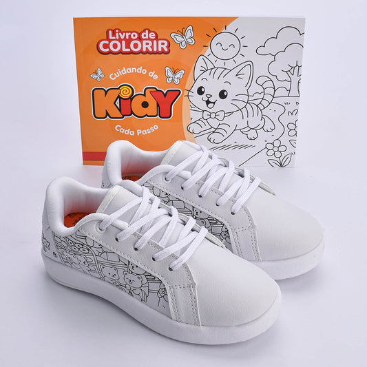 Kit Tênis Infantil Hype Branco Bob Goods + Livro de Colorir Conforto e Diversão