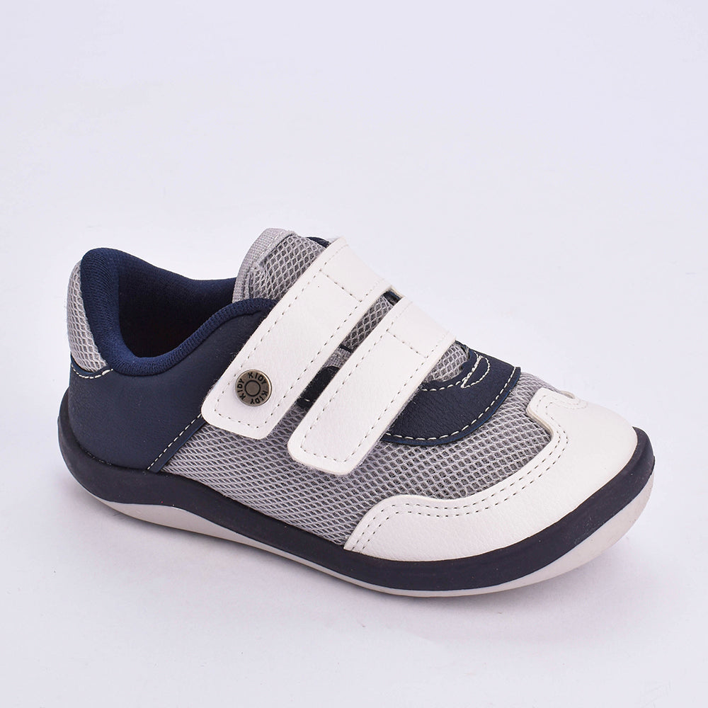 Tênis Infantil Menino Kidy Colors Equilíbrio Branco Cinza e Marinho