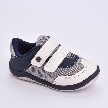 Tênis Infantil Menino Kidy Colors Equilíbrio Branco Cinza e Marinho
