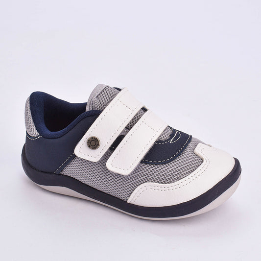 Tênis Infantil Menino Kidy Colors Equilíbrio Branco Cinza e Marinho