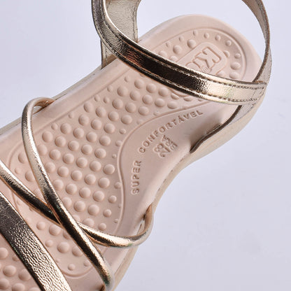 Kit Sandália infantil Menina Fly Ouro e Livro Bob Goods