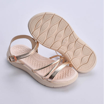 Kit Sandália infantil Menina Fly Ouro e Livro Bob Goods