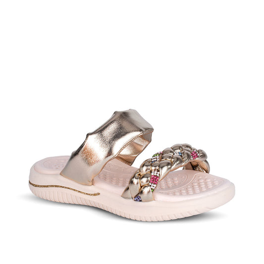 Sandália Infantil Menina Kidy Fly Ouro Leve e Confortável