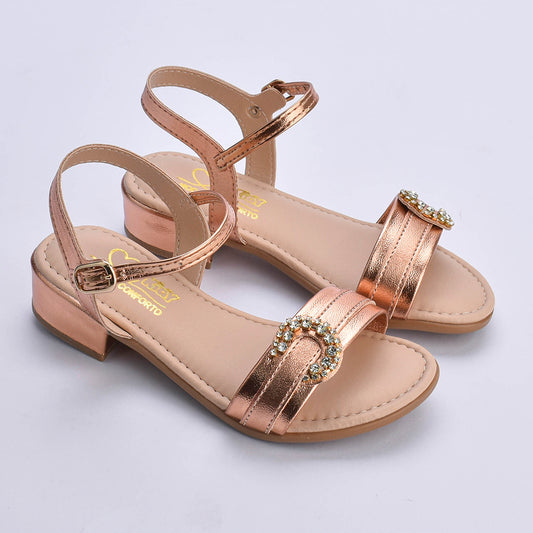 Sandália Infantil Menina Kidy Isis Bronze Confortável e Antiderrapante
